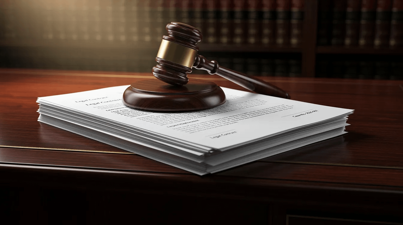 The image features a collection of legal documents alongside a gavel on a desk, symbolizing the legal process involved in family law matters such as divorce and spousal support arrangements. This setting reflects the importance of seeking legal advice from experienced family law attorneys in Santa Ana, CA, to navigate complex issues like child custody and financial support.