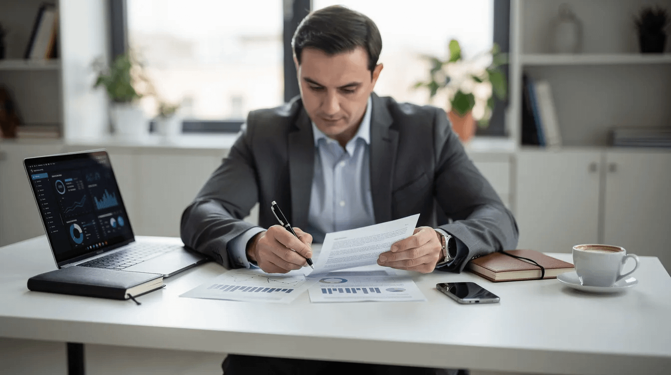A professional lawyer sits at a desk, reviewing important documents related to family law matters such as divorce mediation and child custody. The atmosphere conveys a sense of focus and dedication as the attorney prepares for mediation sessions aimed at helping families reach amicable solutions.